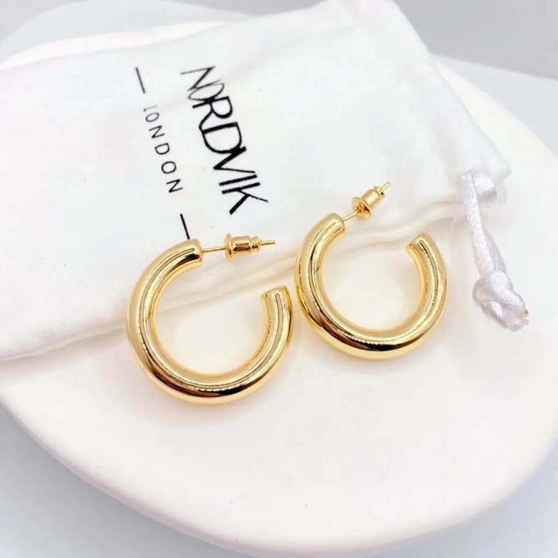 AROS ARGOLLAS TUBO DE PLATA 925 BAÑADOS EN ORO 14K - 2