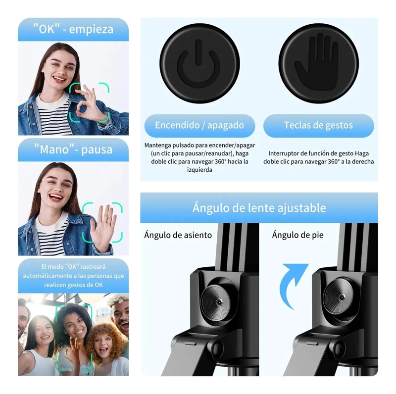 TRIPODE MULTIFUNCIONAL CON SEGUIMIENTO FACIAL PARA CELULAR - 5