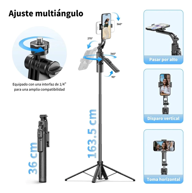 TRIPODE MULTIFUNCIONAL CON SEGUIMIENTO FACIAL PARA CELULAR - 8