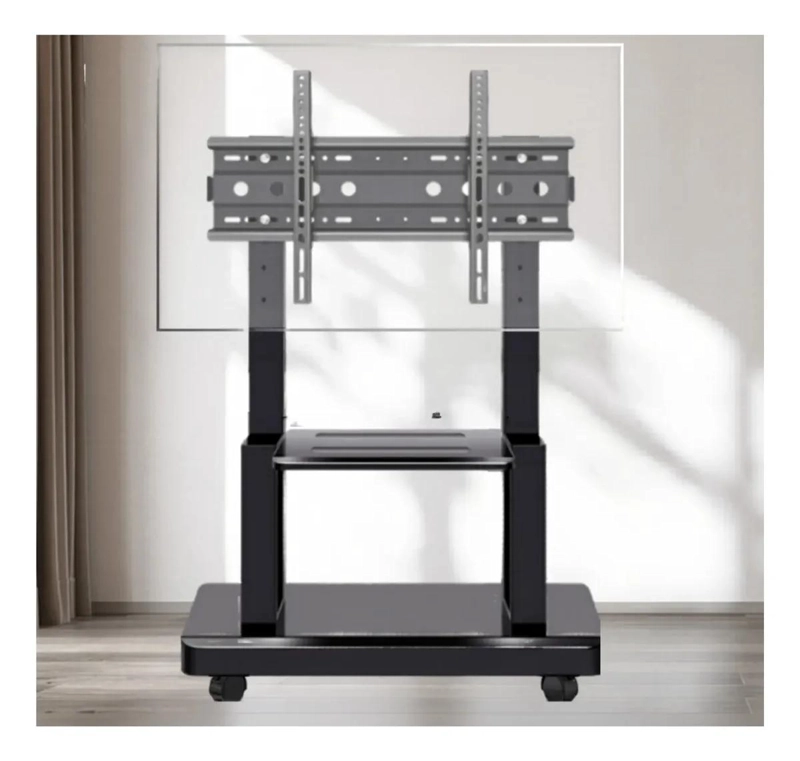 SOPORTE PEDESTAL MOVIL PARA TV CON RUEDAS Y REPISA AJUSTABLE - 1