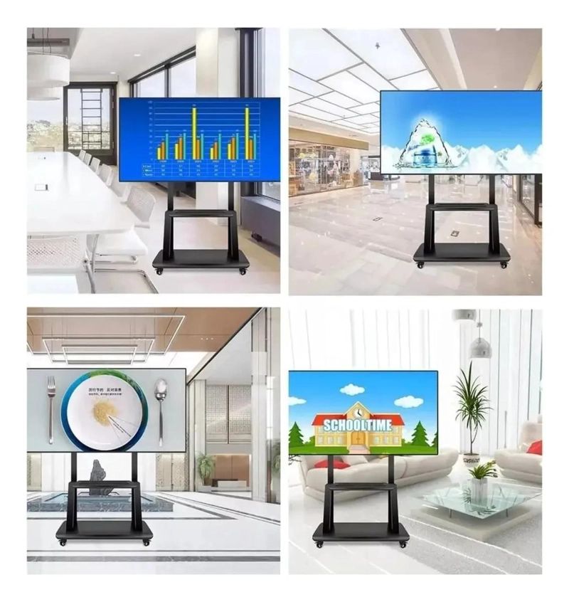 SOPORTE PEDESTAL MOVIL PARA TV CON RUEDAS Y REPISA AJUSTABLE - 7