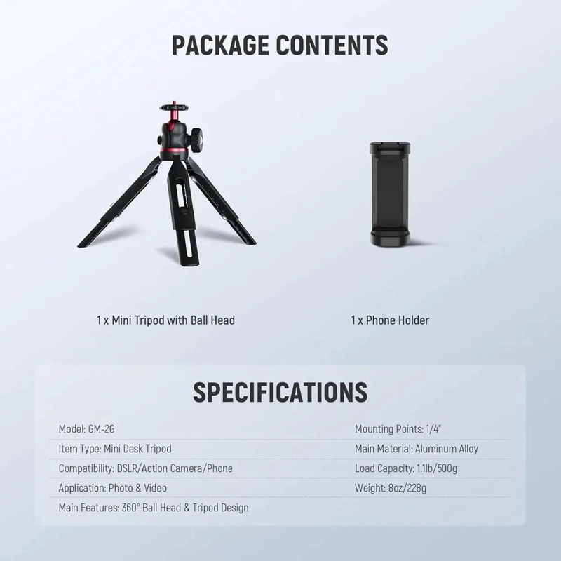 TRIPODE MINI PORTATIL PARA CAMARA Y SMARTPHONE CON ROTULA 360° - 8
