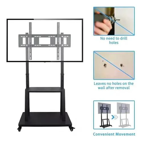 SOPORTE MOVIL PARA TV CON RUEDAS Y REPISA INTERMEDIA - 2