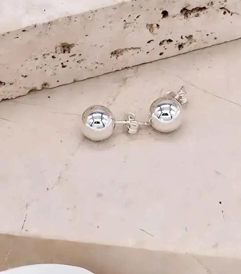 AROS ESFERA DE PLATA LEY 925 DE 8 MM PARA USO DIARIO - 3