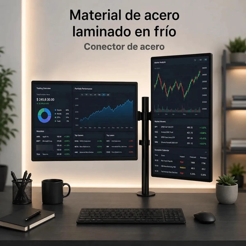 SOPORTE DOBLE ARTICULADO PARA DOS MONITORES DE 14 A 32 PULGADAS - 7
