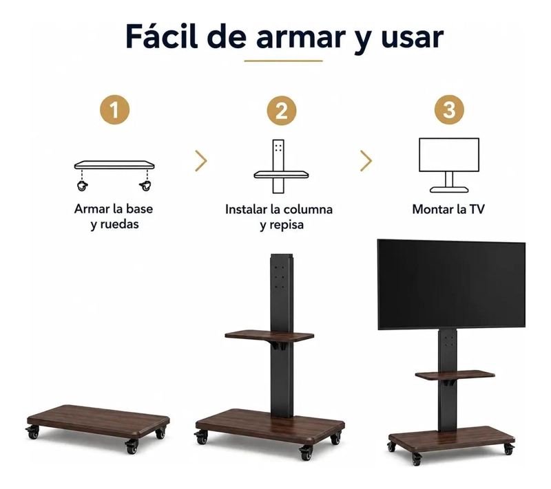 SOPORTE MOVIL PARA TV AJUSTABLE DE 32 A 75 PULGADAS - 6