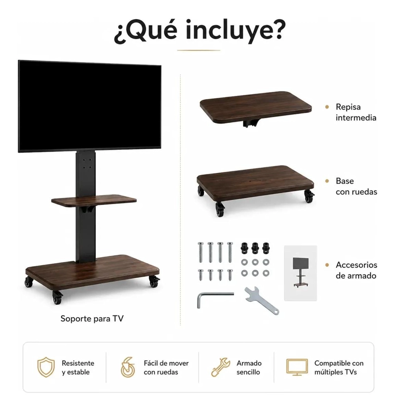 SOPORTE MOVIL PARA TV AJUSTABLE DE 32 A 75 PULGADAS - 7