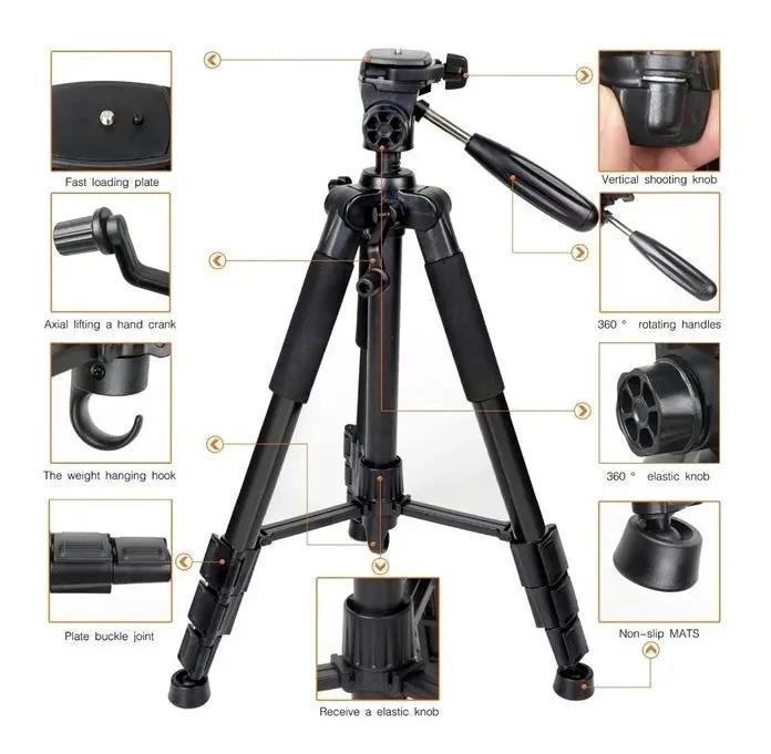 TRIPODE DE ALUMINIO PARA CAMARA Y CELULAR 170 CM CON BOLSA - 4