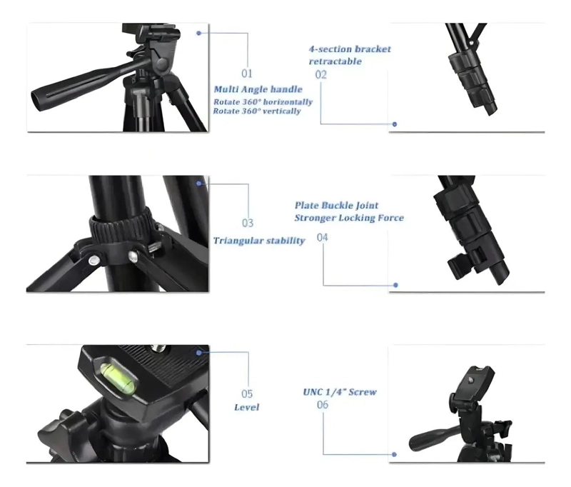 TRIPODE DE ALUMINIO PARA CAMARA Y CELULAR 170 CM CON BOLSA - 8