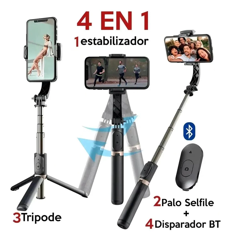 GIMBAL ESTABILIZADOR 4 EN 1 PARA CELULARES CON TRIPODE Y CONTROL REMOTO - 2