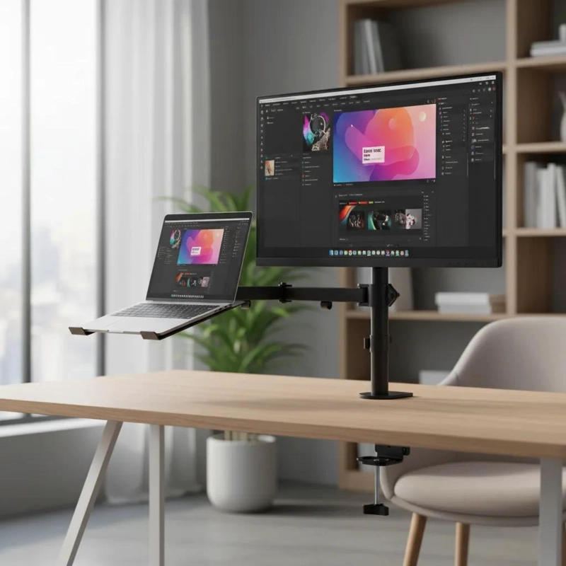 SOPORTE ERGONOMICO PARA MONITOR Y LAPTOP AJUSTABLE - 2