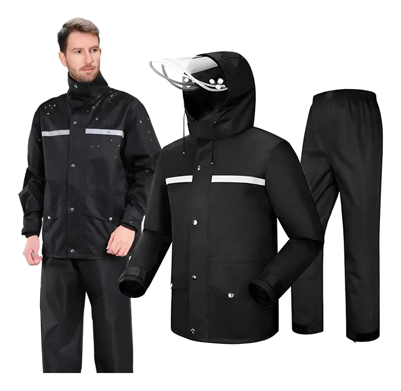 IMPERMEABLE COMPLETO PARA MOTOCICLISTA CON CAPUCHA Y VENTILACION - 1