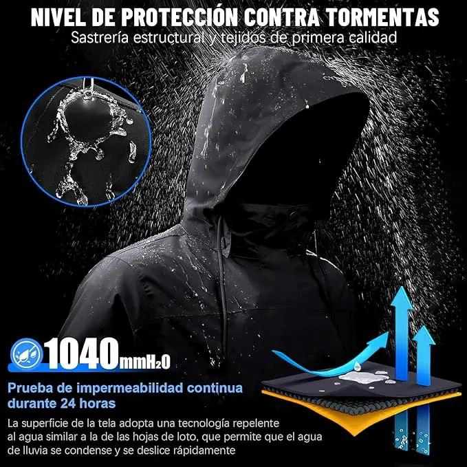 IMPERMEABLE COMPLETO PARA MOTOCICLISTA CON CAPUCHA Y VENTILACION - 2