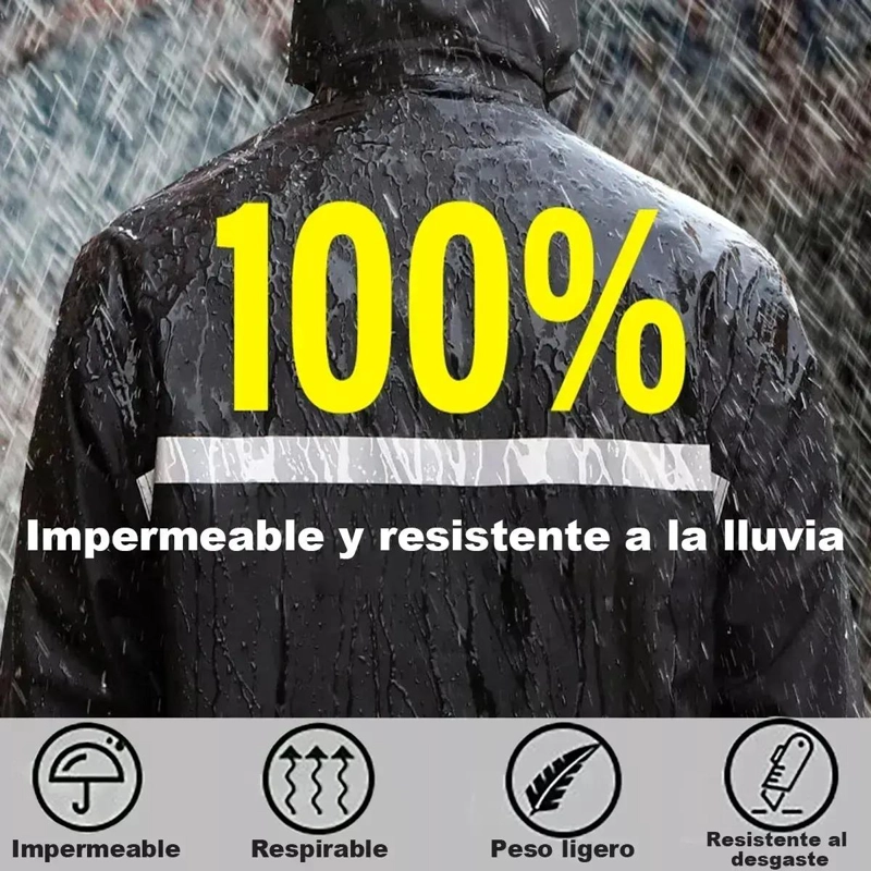 IMPERMEABLE COMPLETO PARA MOTOCICLISTA CON CAPUCHA Y VENTILACION - 6