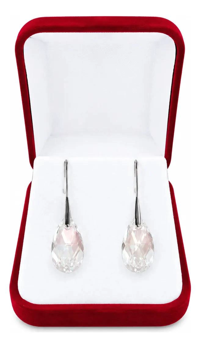 AROS DE PLATA 925 CON CRISTALES SWAROVSKI EN FORMA DE LAGRIMA - 2
