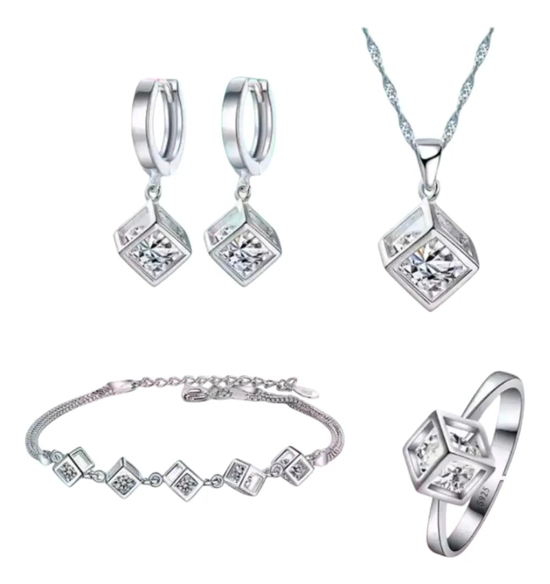 CONJUNTO DE JOYAS EN PLATA 925 CON COLLAR, AROS Y PULSERA - 1