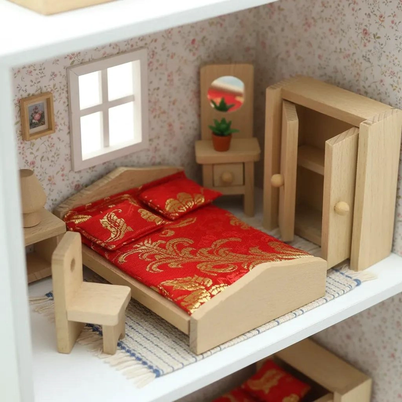 MINIATURA DE MUEBLES DE DORMITORIO PARA JUGAR Y APRENDER - 1