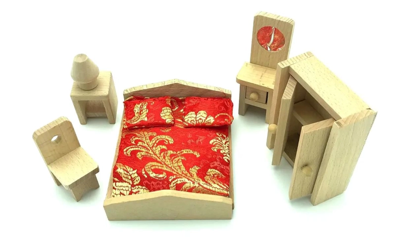 MINIATURA DE MUEBLES DE DORMITORIO PARA JUGAR Y APRENDER - 2
