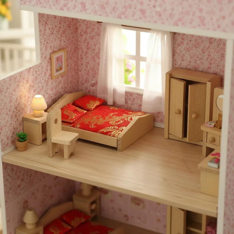 MINIATURA DE MUEBLES DE DORMITORIO PARA JUGAR Y APRENDER - 4