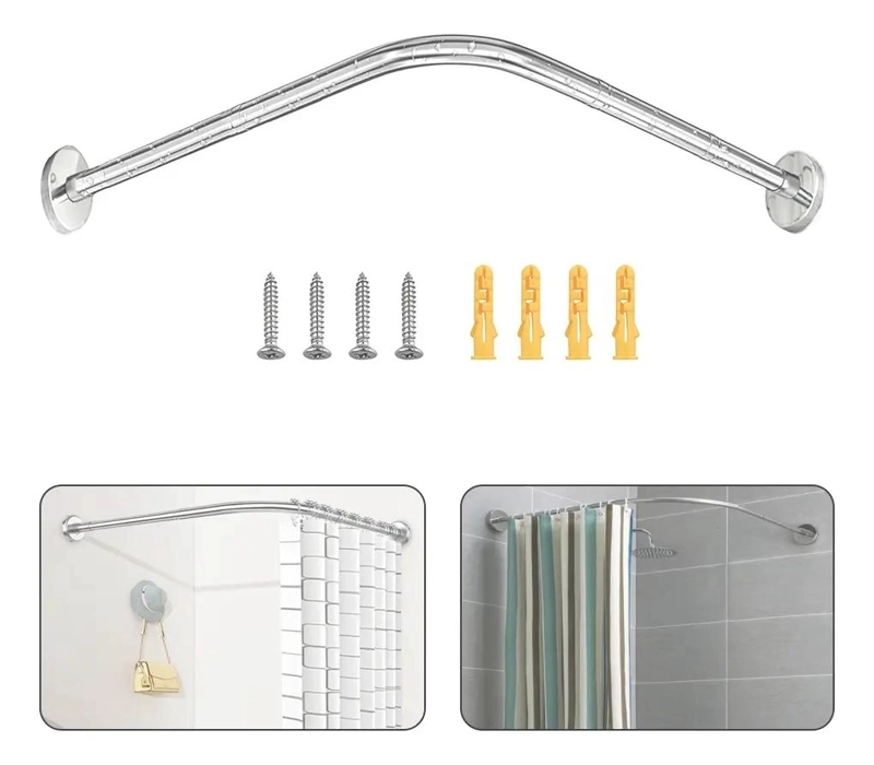 BARRA CURVADA AJUSTABLE PARA CORTINA DE DUCHA DE 80 A 120 CM - 1