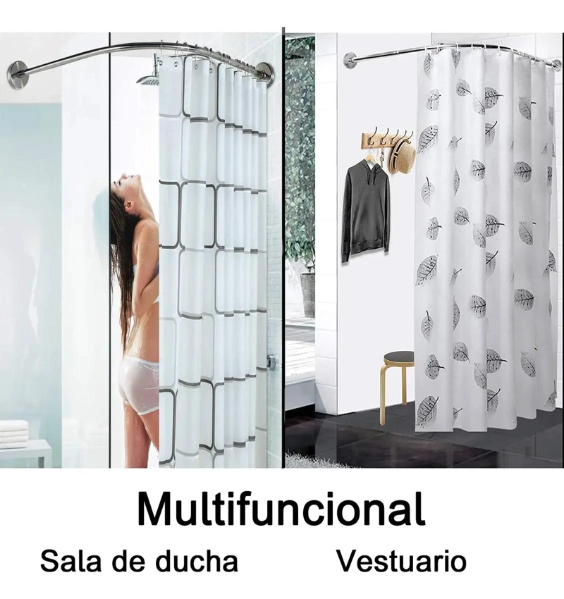 BARRA CURVADA AJUSTABLE PARA CORTINA DE DUCHA DE 80 A 120 CM - 4