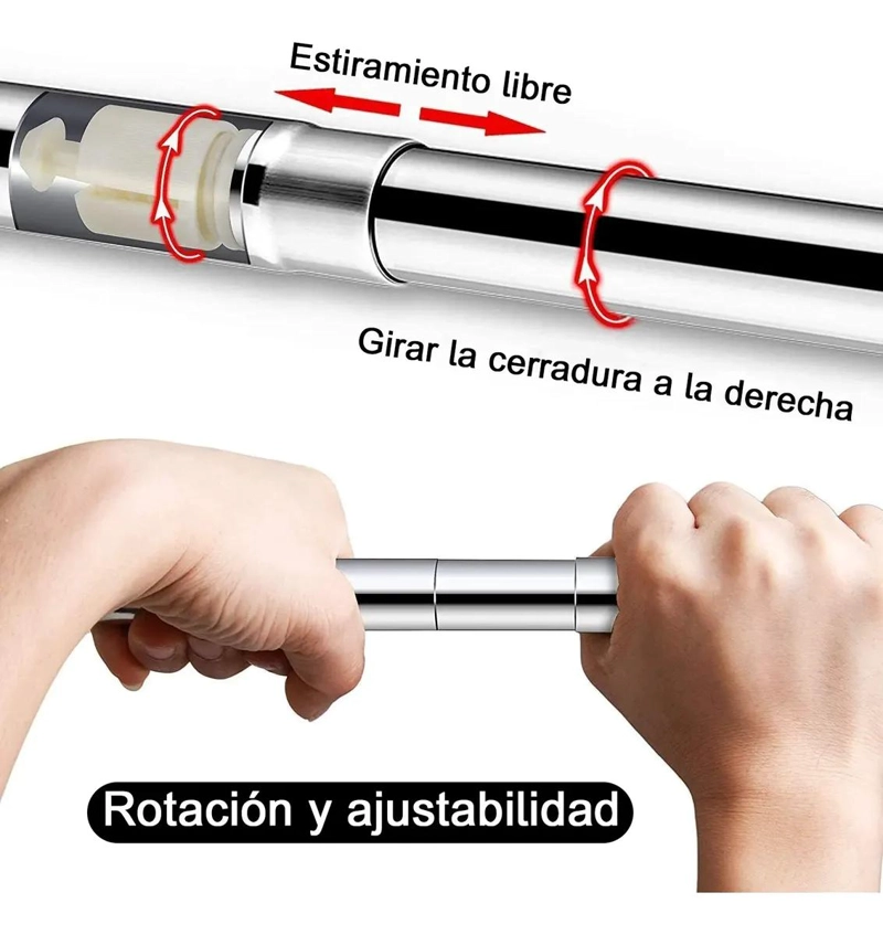 BARRA CURVADA AJUSTABLE PARA CORTINA DE DUCHA DE 80 A 120 CM - 7