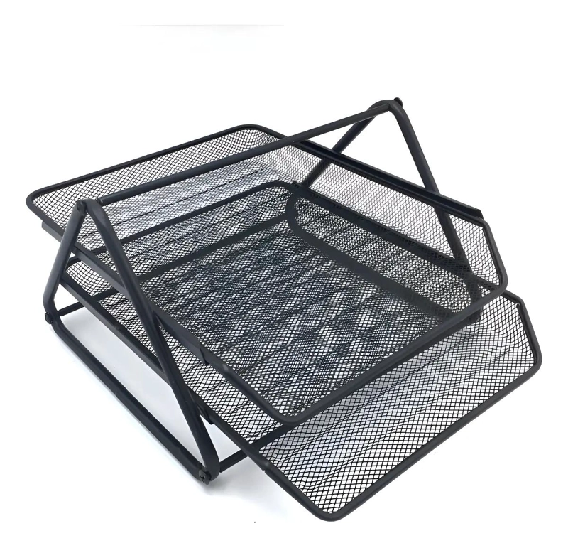 ORGANIZADOR DE ESCRITORIO CON DOS BANDEJAS METALICAS PARA OFICINA - 1