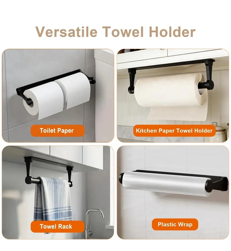 SOPORTE PARA ROLLO DE TOALLAS DE PAPEL AUTOADHESIVO PARA COCINA Y BAÑO - 5