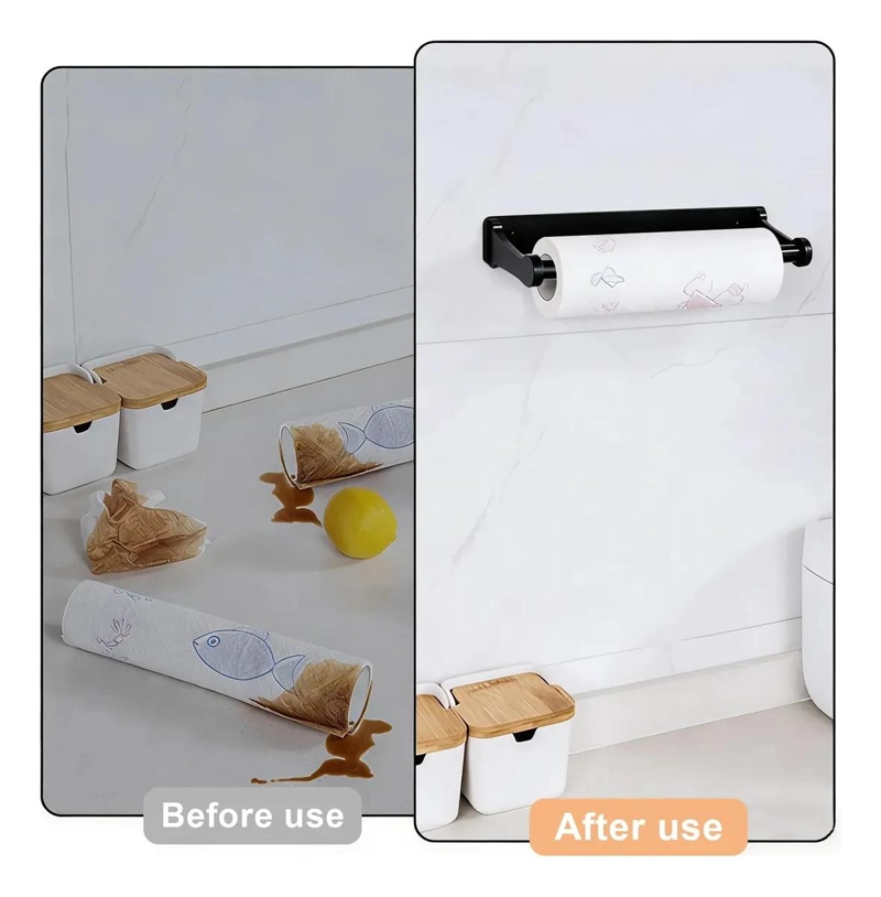 SOPORTE PARA ROLLO DE TOALLAS DE PAPEL AUTOADHESIVO PARA COCINA Y BAÑO - 6