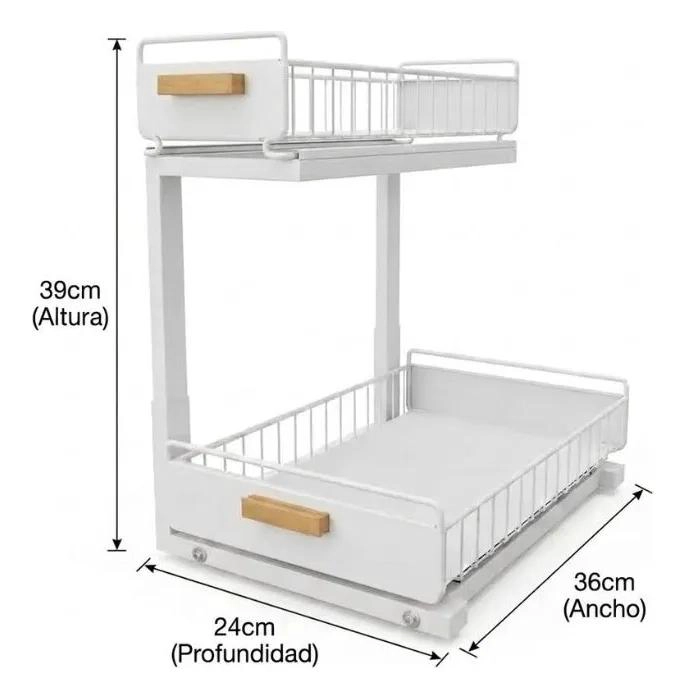 ORGANIZADOR DESLIZANTE DE 2 NIVELES PARA COCINA Y BAÑO - 2