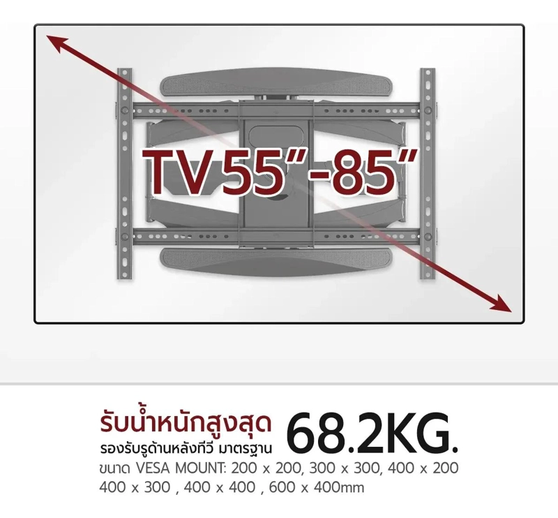 SOPORTE UNIVERSAL PARA TV DE 55 A 85 PULGADAS CON BRAZO ARTICULADO - 7