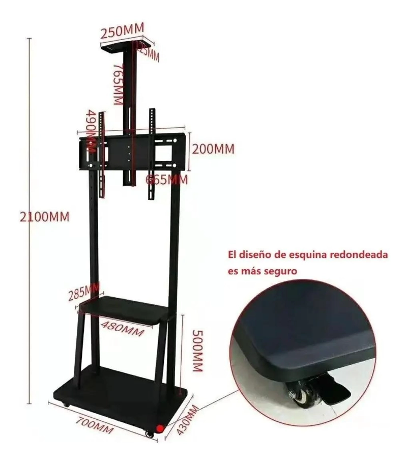 SOPORTE MOVIL PARA TV DE 32 A 70 PULGADAS CON RUEDAS - 2
