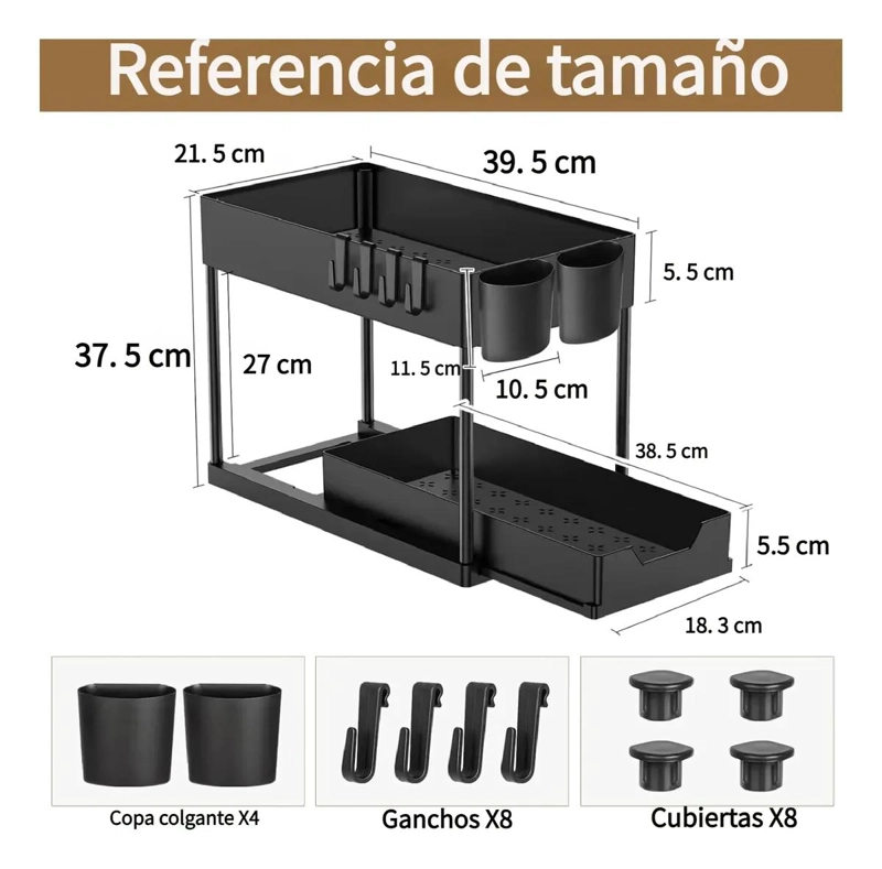 ORGANIZADOR DESLIZABLE BAJO FREGADERO PARA BAÑO Y COCINA - 2