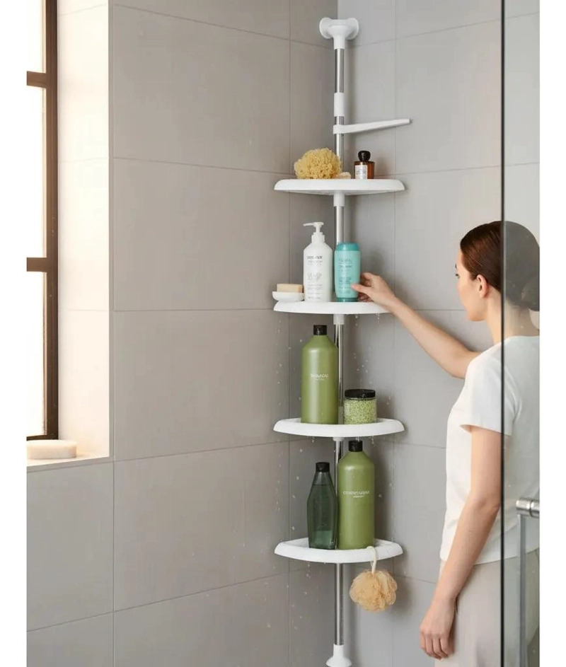 ESTANTE ESQUINERO AJUSTABLE PARA DUCHA CON 4 REPISAS - 5