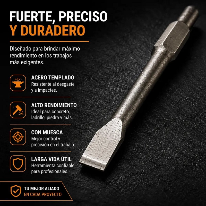 CINCEL HEXAGONAL CON MUESCA 30 X 410 MM - 5