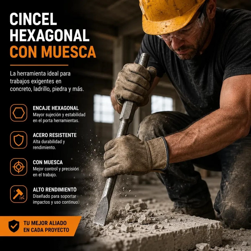 CINCEL HEXAGONAL CON MUESCA 30 X 410 MM - 6
