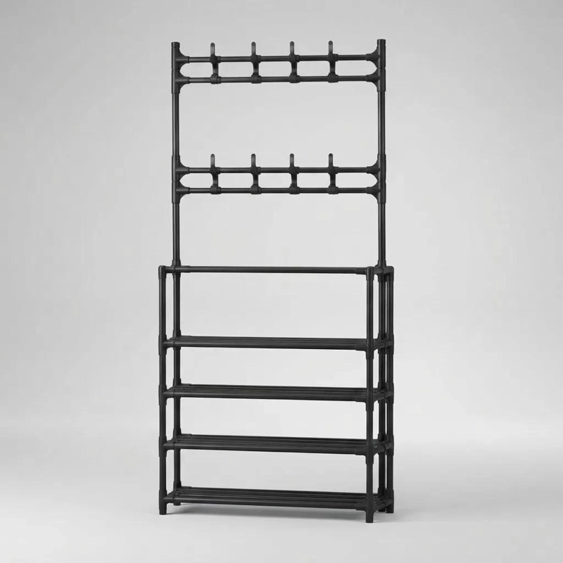 PERCHERO MULTIFUNCIONAL CON ESTANTES PARA ROPA Y CALZADO - 5