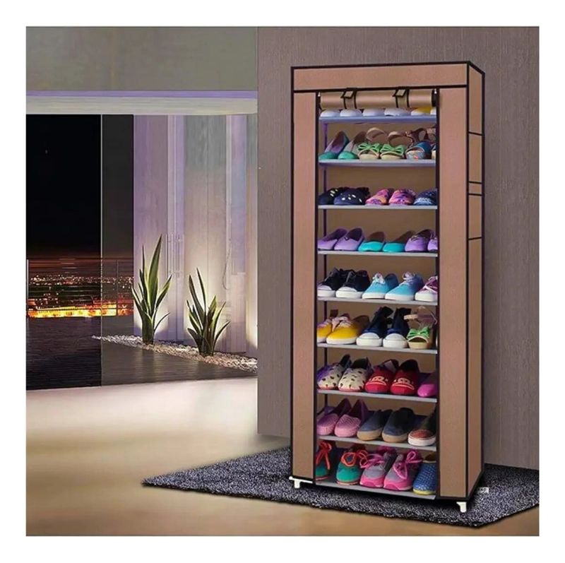 ZAPATERA ARMABLE DE TELA PLASTICA CON 8 NIVELES PARA 24 PARES - 6