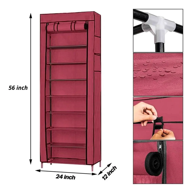 ZAPATERA ARMABLE DE TELA PLASTICA CON 8 NIVELES PARA 24 PARES - 7