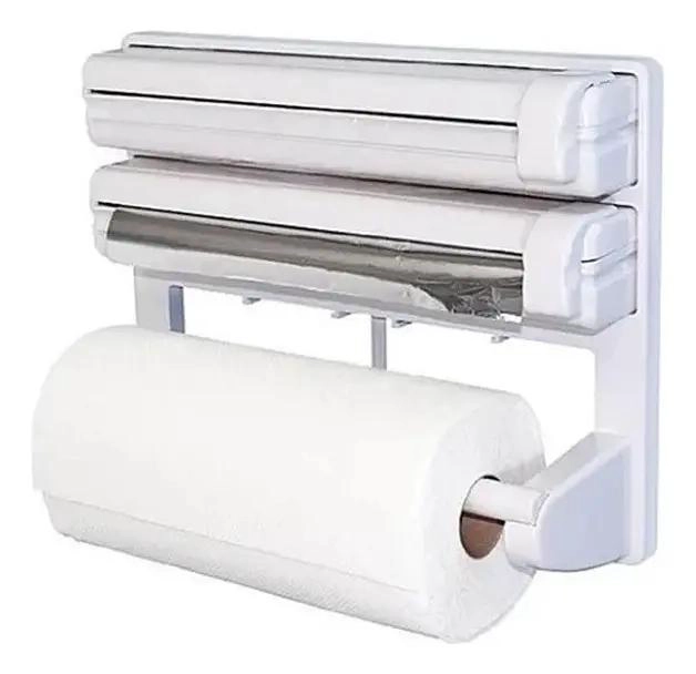 DISPENSADOR DE PAPEL DE COCINA CON CORTA FACIL Y SOPORTE - 1