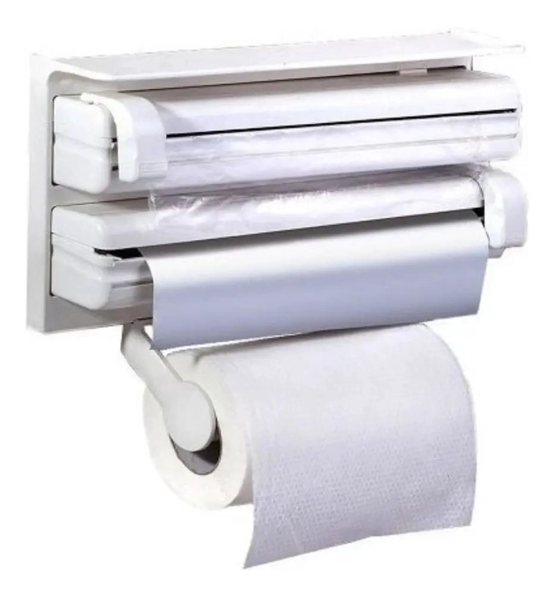 DISPENSADOR DE PAPEL DE COCINA CON CORTA FACIL Y SOPORTE - 4