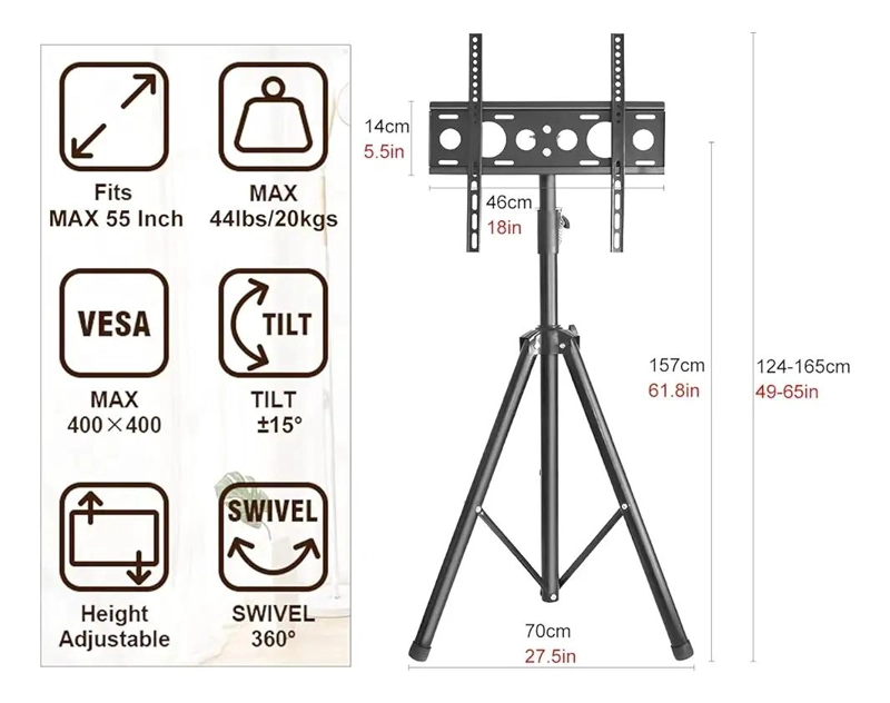SOPORTE PORTATIL PARA TV DE 32 A 55 PULGADAS CON AJUSTE DE ALTURA - 2