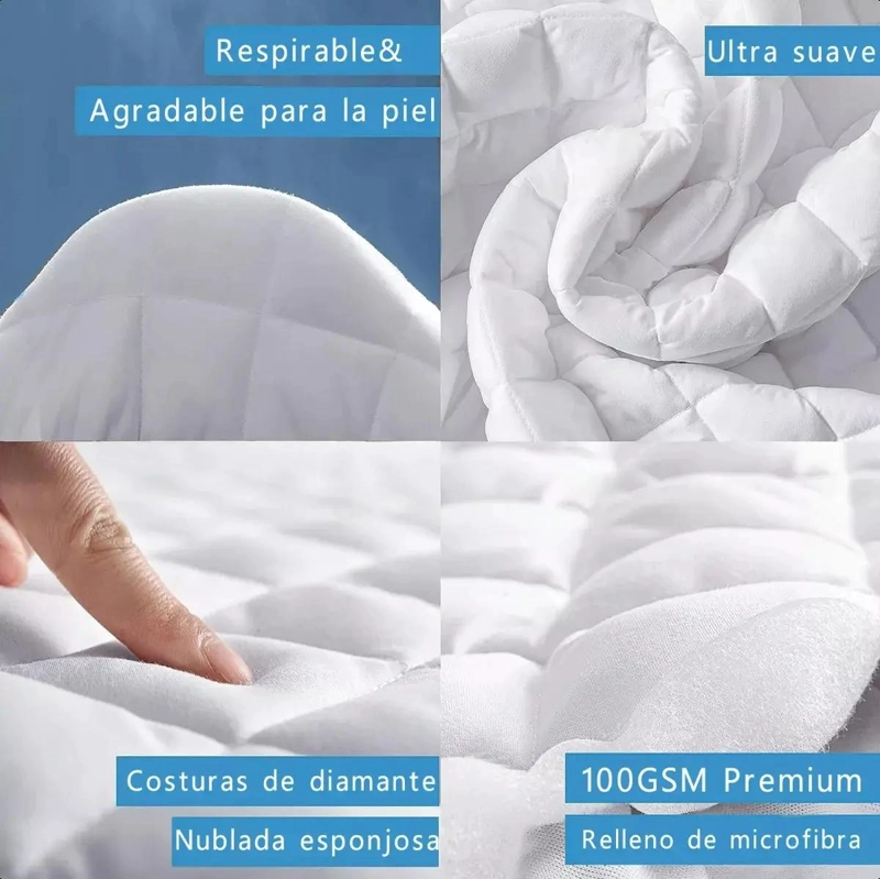 CUBRECOLCHON IMPERMEABLE PROTECTOR SUAVE PARA 1.5 PLAZAS - 7