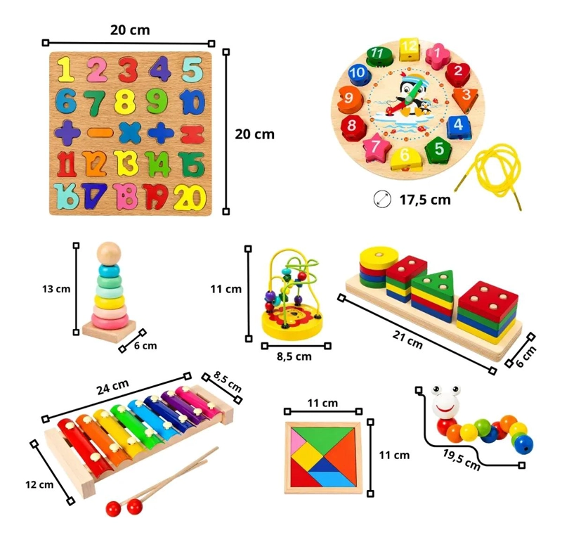 KIT MONTESSORI 8 JUEGOS DE MADERA PARA ESTIMULACION TEMPRANA - 2