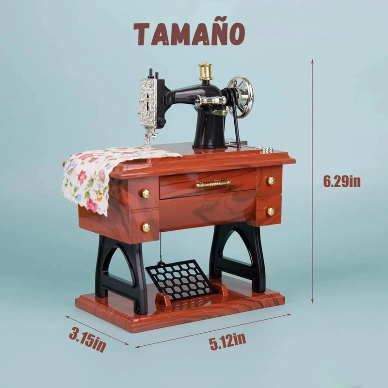 CAJA DE MUSICA VINTAGE CON DISEÑO DE MAQUINA DE COSER PARA DECORACION - 5