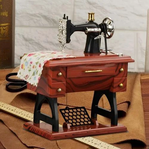 CAJA DE MUSICA VINTAGE CON DISEÑO DE MAQUINA DE COSER PARA DECORACION - 9