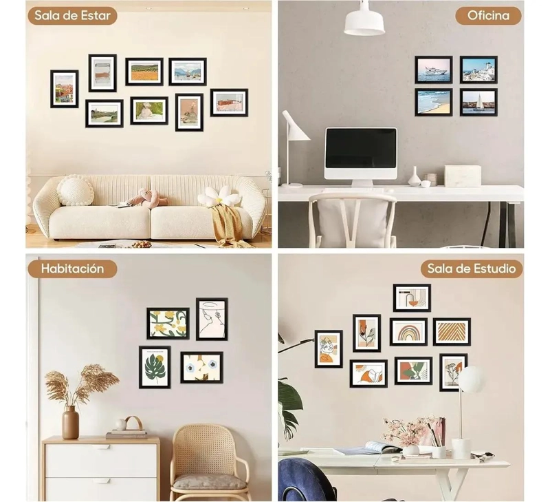 SET DE 5 MARCOS DE FOTO DECORATIVOS PARA PARED Y MESA - 10