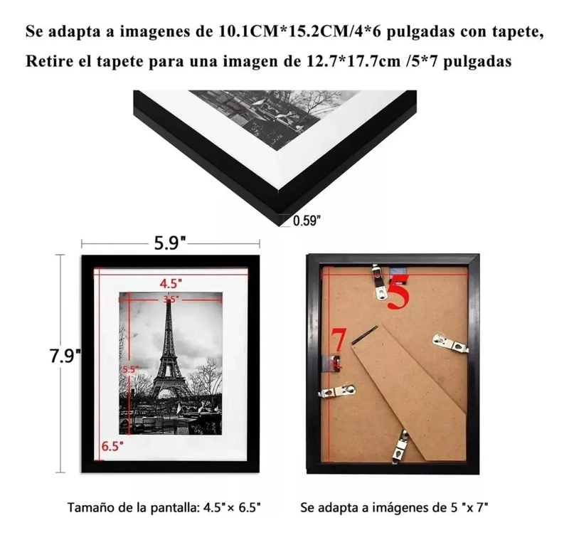 SET DE 5 MARCOS DE FOTO DECORATIVOS PARA PARED Y MESA - 2