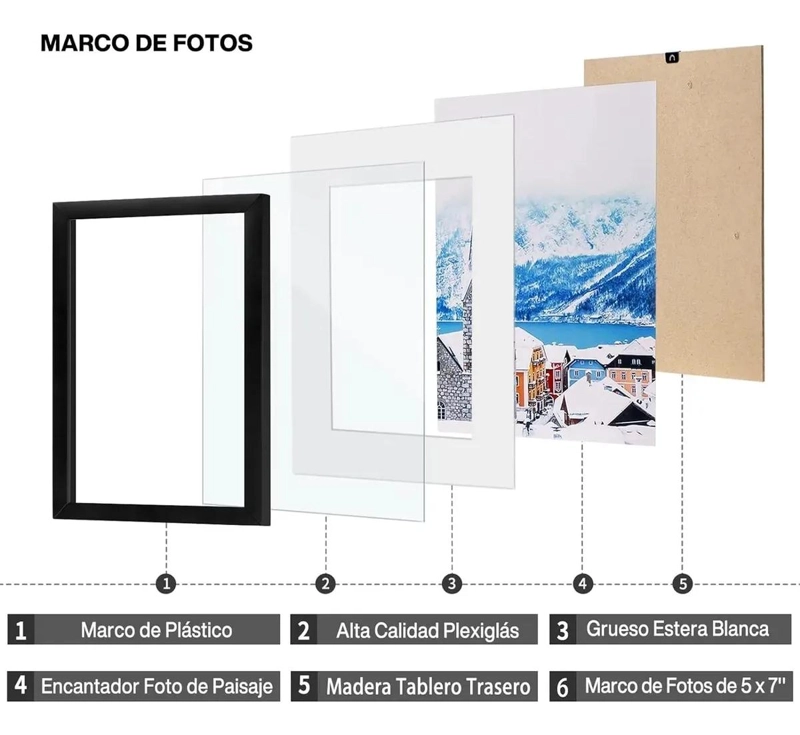 SET DE 5 MARCOS DE FOTO DECORATIVOS PARA PARED Y MESA - 7