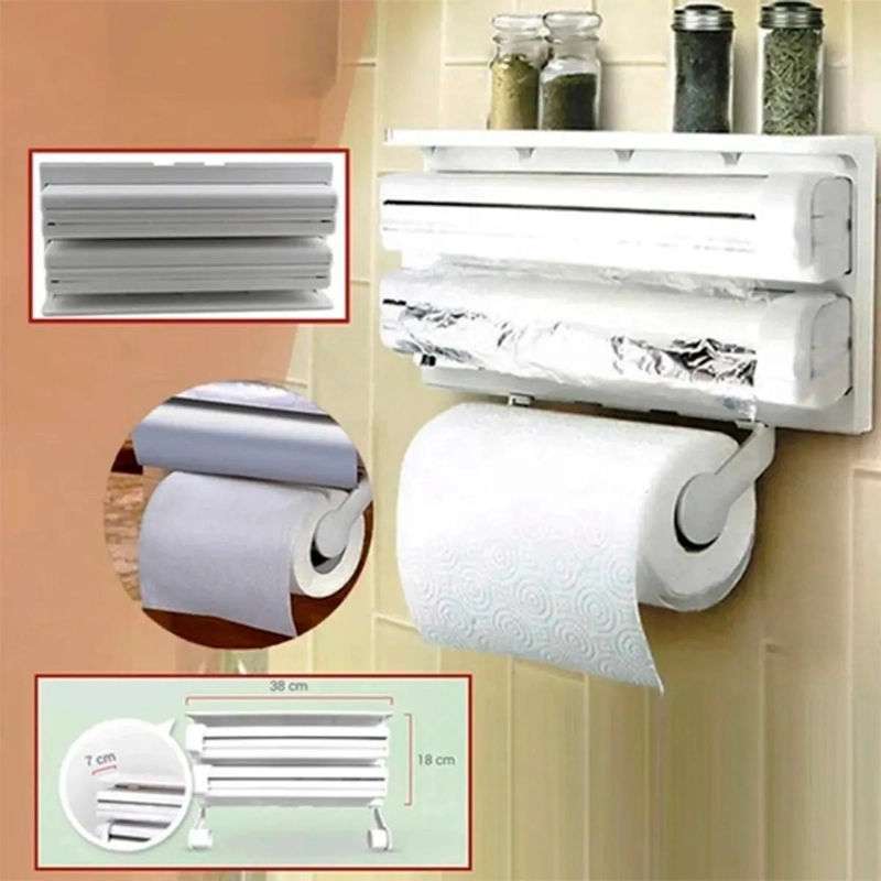 DISPENSADOR TRIPLE PARA PAPEL DE COCINA CON CORTADOR - 3